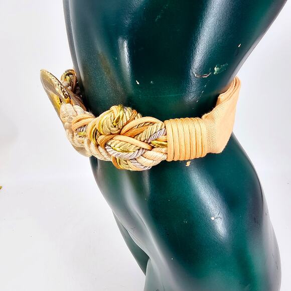 Vintage 70s 80s Braided Raffia Cording High Waisted Boho Cinch Statement Belt OS main image 8